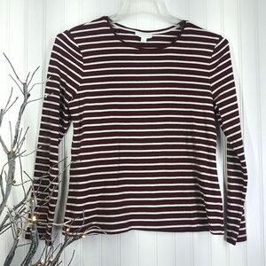 Charter Club Women's Striped Top Long Sleeves Size L